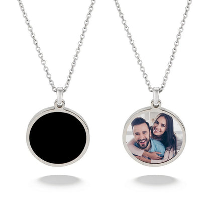 Circle Mood Photo Necklace in Silver finish