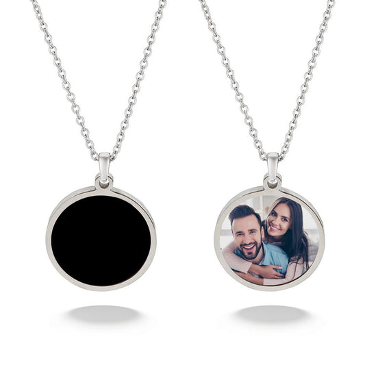 Circle Mood Photo Necklace in Silver finish
