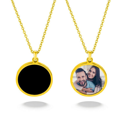 Circle Mood Photo Necklace in Gold finish