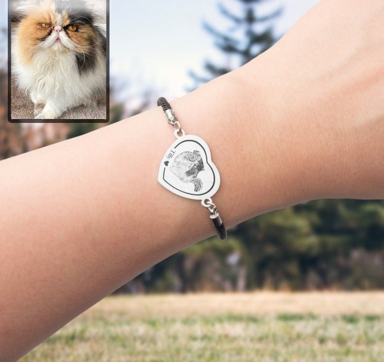 Adjustable Heart Cat Memorial Bracelet - Dazzle Wears