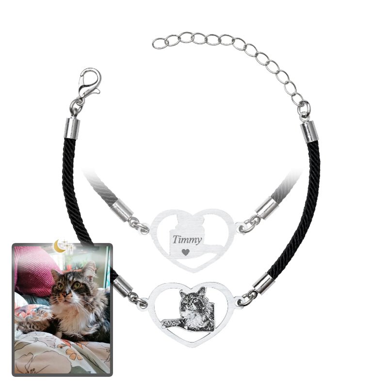 Adjustable Silhouette Halo-Heart Life-Like Cat Bracelet - Dazzle Wears