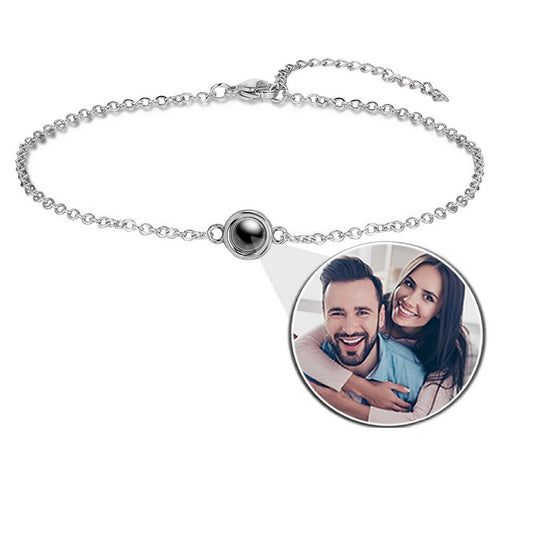 Chain bracelet with picture inside in silver — elegant hidden photo keepsake for women and men