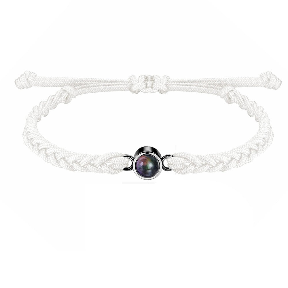 Circle bracelet with picture inside in white and black — custom photo gift for wife and girlfriend