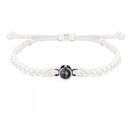 Circle bracelet with picture inside in white and black — custom photo gift for wife and girlfriend