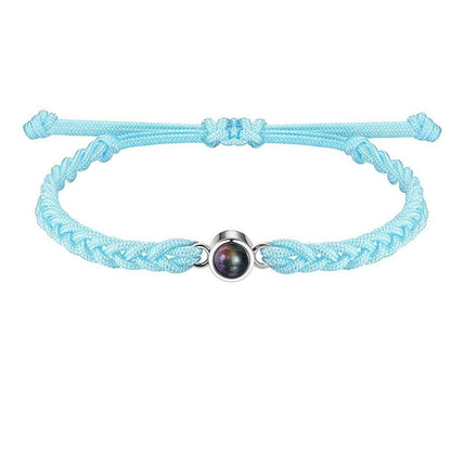 Circle bracelet with picture inside in winterfresh and silver — personalized photo bracelet gift