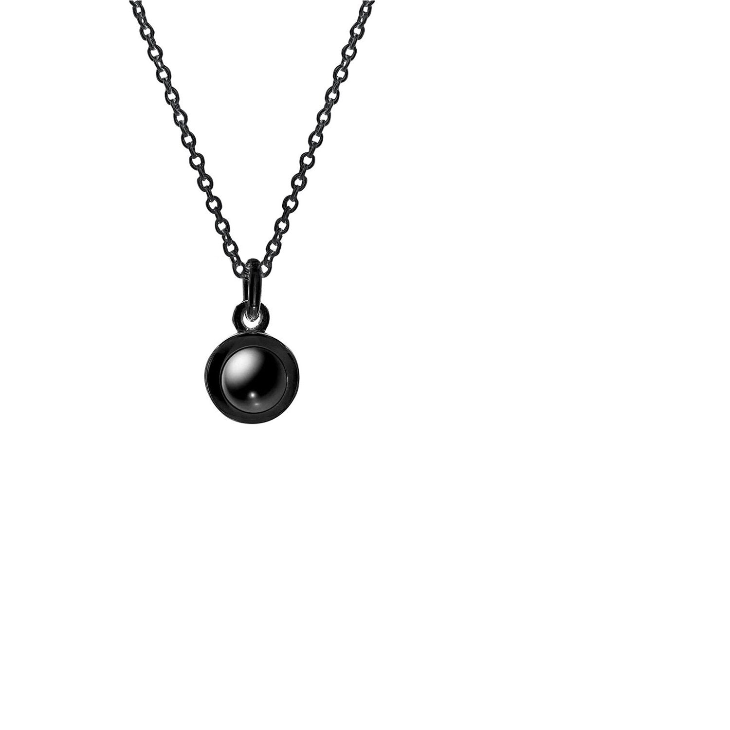 Circle necklace with picture inside in black — minimalist custom photo gift for him and her