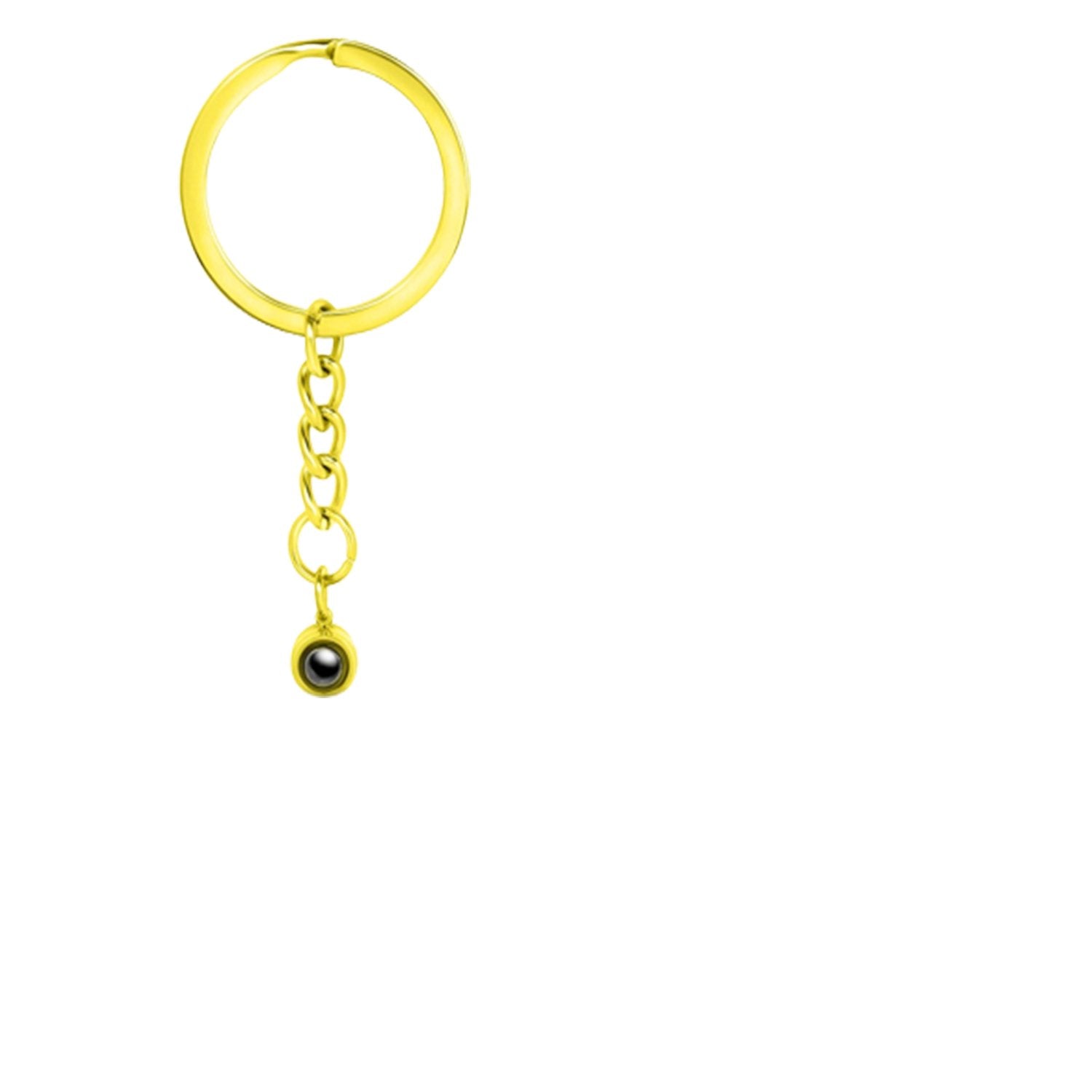 Circle photo keychain with picture inside in gold — custom photo gift for couples and best friends