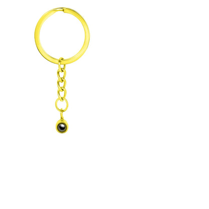 Circle photo keychain with picture inside in gold — custom photo gift for couples and best friends
