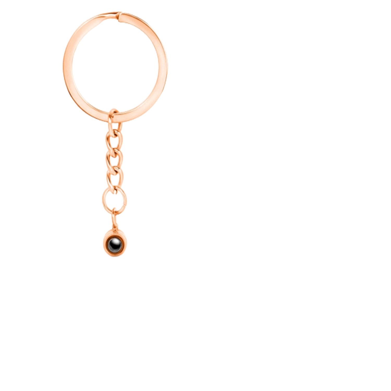 Circle photo keychain with picture inside in rose gold — personalized keepsake for wife and girlfriend