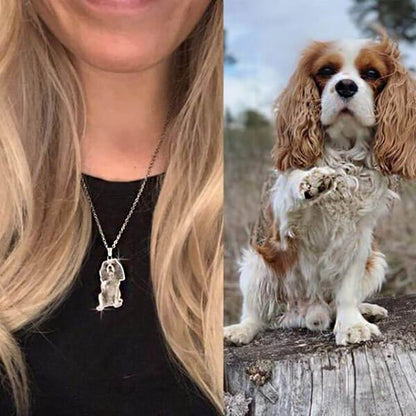 Dog silhouette memorial photo necklace — minimalist pet loss keepsake necklace for dog lovers