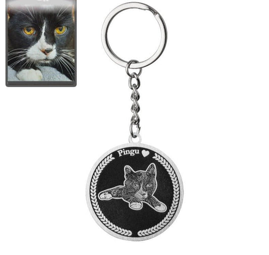 Embossed Medallion Cat Memorial Keychain - Dazzle Wears