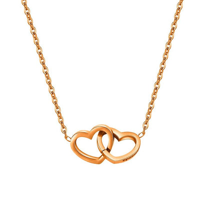 Engraved double heart necklace with rose gift box in rose gold — romantic keepsake gift for wife and girlfriend