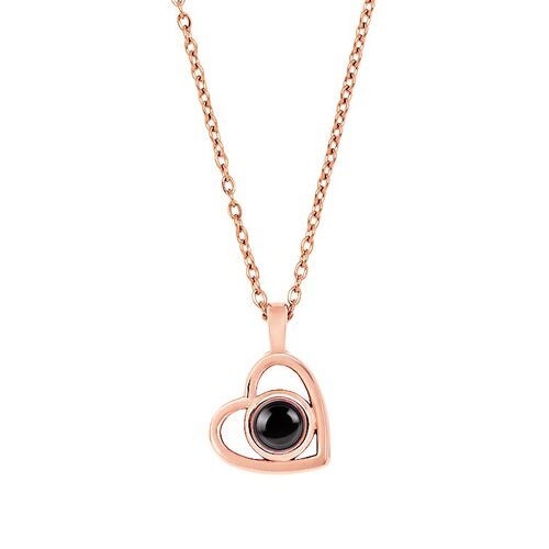 Heart necklace with picture inside in rose gold — personalized keepsake for women