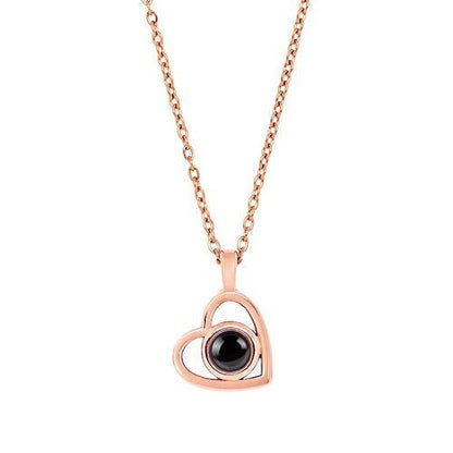 Heart necklace with picture inside in rose gold — personalized keepsake for women